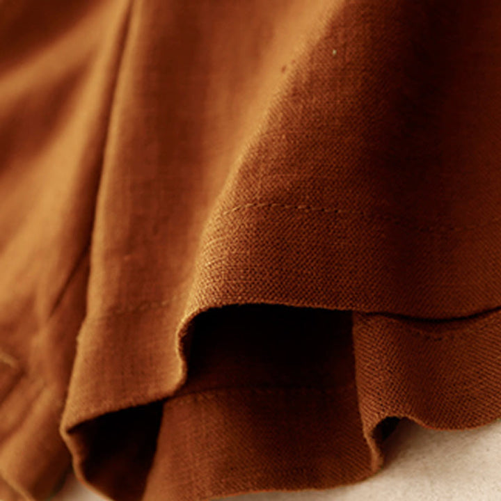 Pantalones cortos de verano para mujer, informales, plisados, lisos, de algodón y lino, con bolsillos, de Buddha Stones - image 2