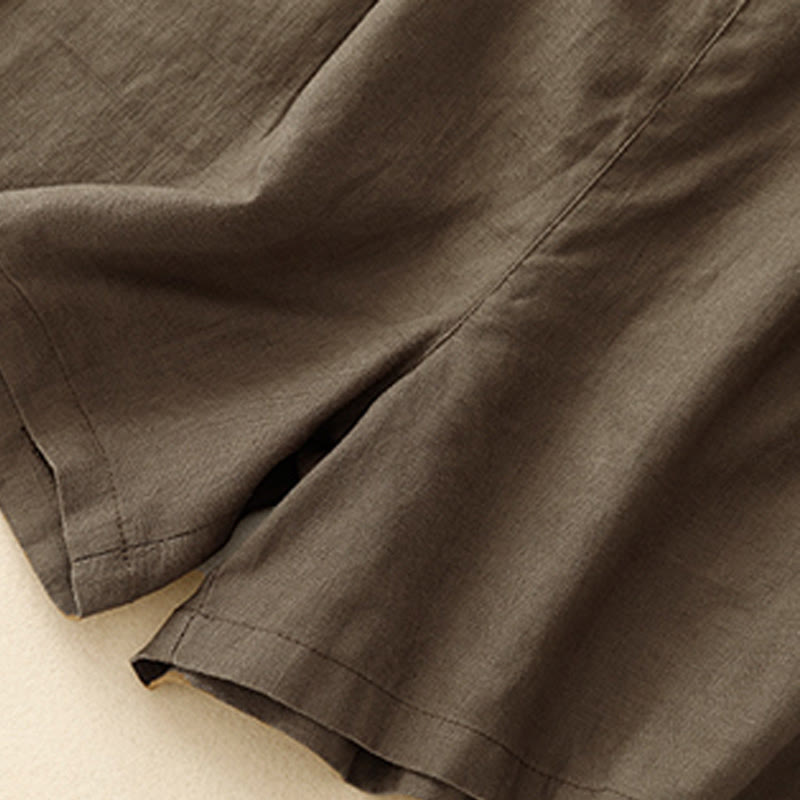 Pantalones cortos de verano para mujer, informales, plisados, lisos, de algodón y lino, con bolsillos, de Buddha Stones - image 11