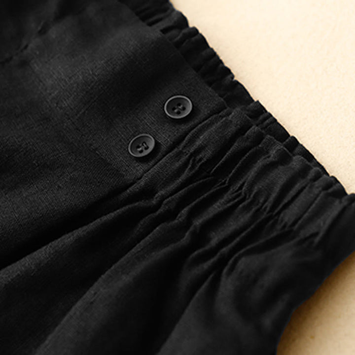 Pantalones cortos de verano para mujer, informales, plisados, lisos, de algodón y lino, con bolsillos, de Buddha Stones - image 27