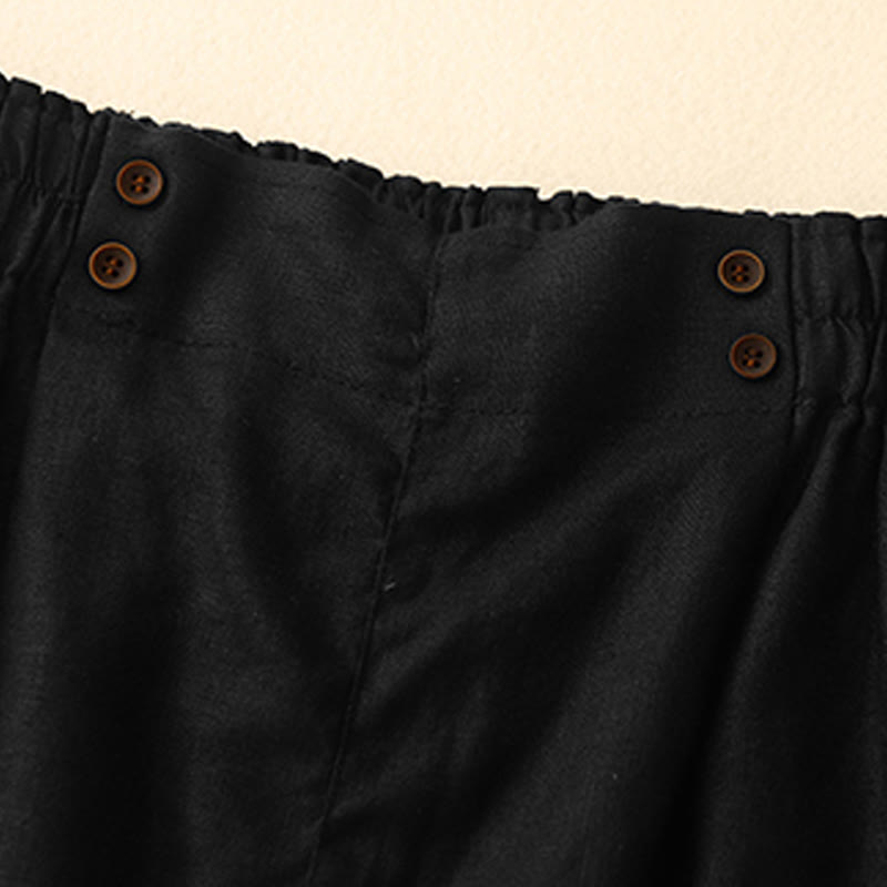 Pantalones cortos de verano para mujer, informales, plisados, lisos, de algodón y lino, con bolsillos, de Buddha Stones - image 28