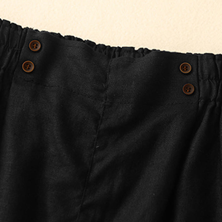 Pantalones cortos de verano para mujer, informales, plisados, lisos, de algodón y lino, con bolsillos, de Buddha Stones - image 28