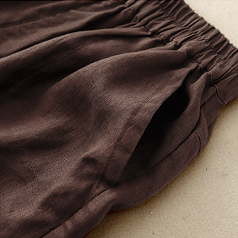 Pantalones cortos rectos elásticos informales de verano para mujer con bolsillos , Buddha Stones. - image 7