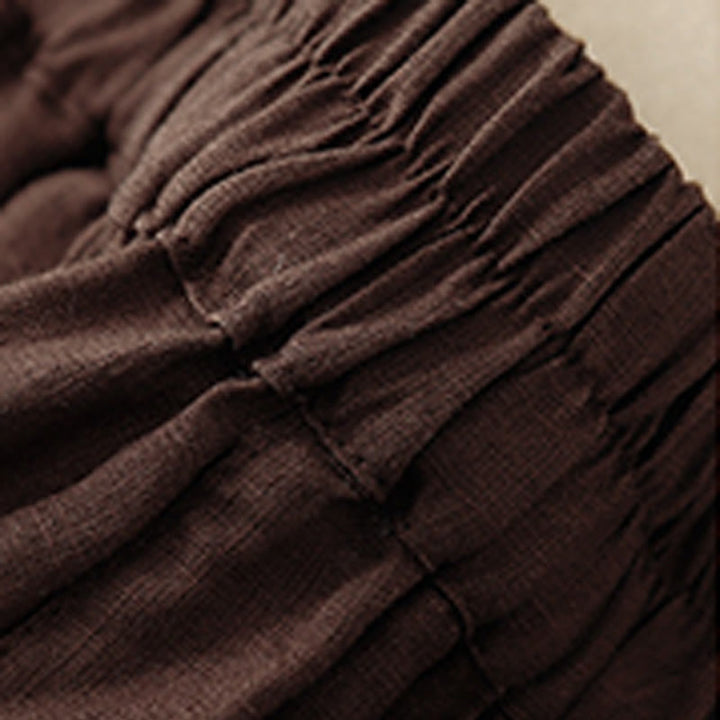 Pantalones cortos rectos elásticos de algodón y lino para mujer, informales, de verano, con bolsillos, de Buddha Stones - image 8