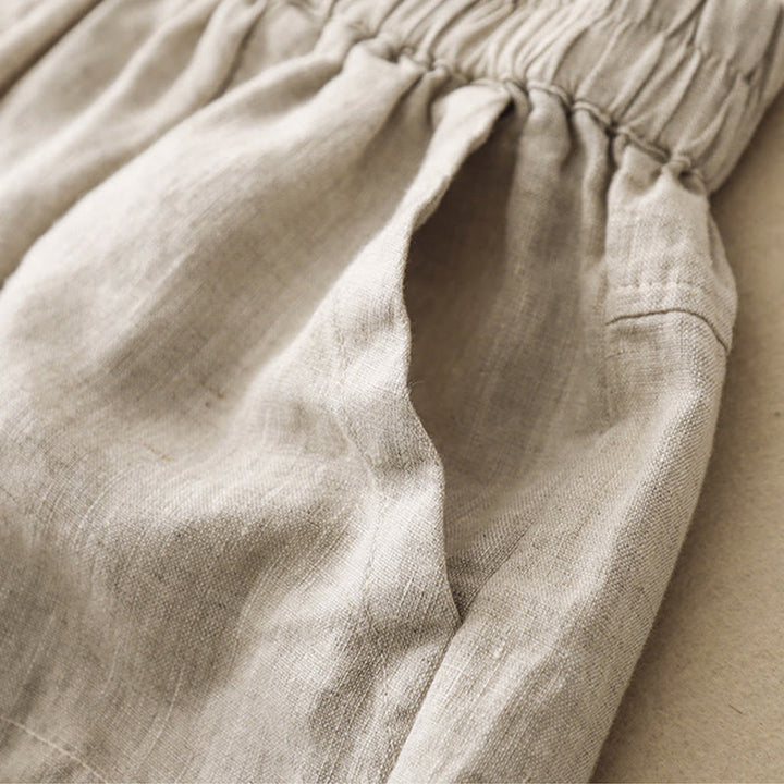 Pantalones cortos rectos elásticos de algodón y lino para mujer, informales, de verano, con bolsillos, de Buddha Stones - image 17