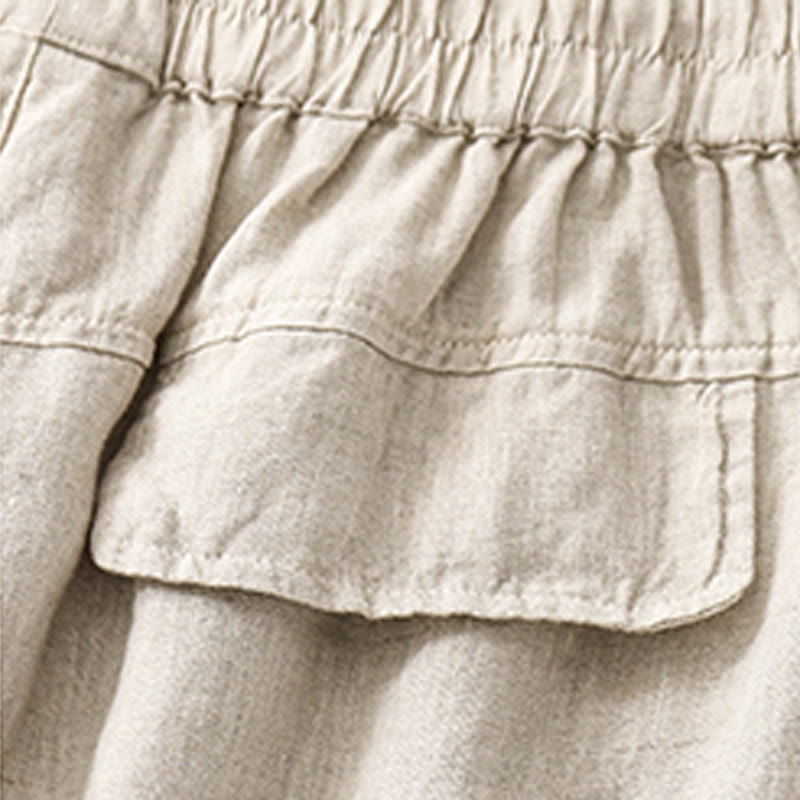 Pantalones cortos rectos elásticos de algodón y lino para mujer, informales, de verano, con bolsillos, de Buddha Stones - image 20