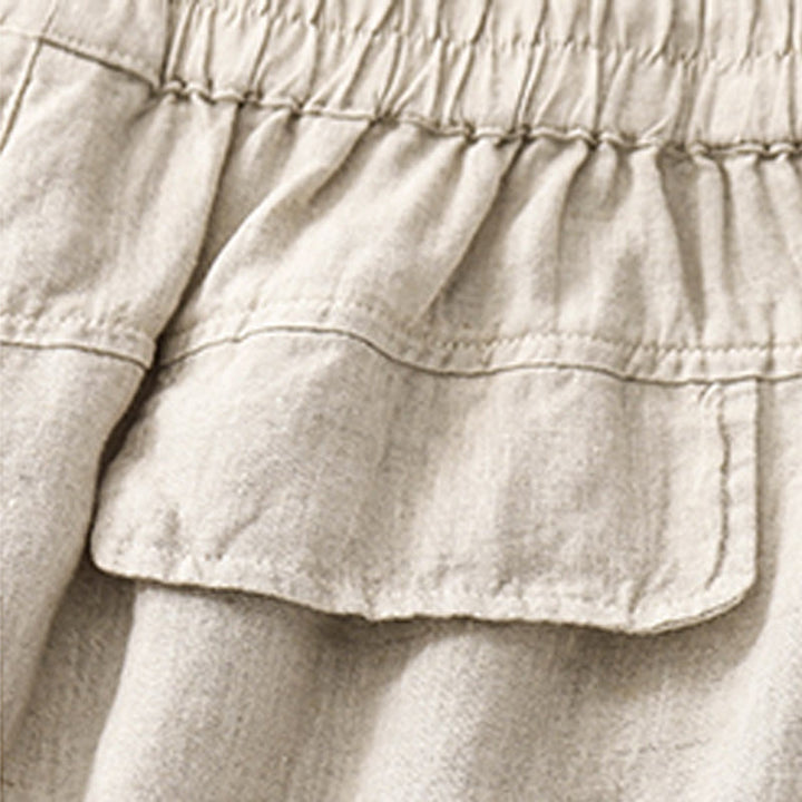Pantalones cortos rectos elásticos de algodón y lino para mujer, informales, de verano, con bolsillos, de Buddha Stones - image 20