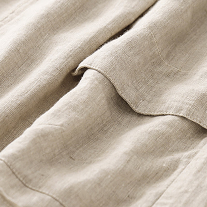 Pantalones cortos rectos elásticos de algodón y lino para mujer, informales, de verano, con bolsillos, de Buddha Stones - image 19