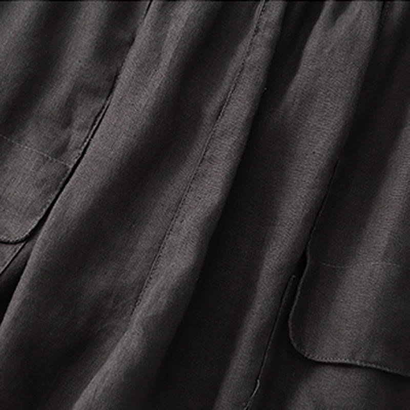 Pantalones cortos rectos elásticos de algodón y lino para mujer, informales, de verano, con bolsillos, de Buddha Stones - image 26