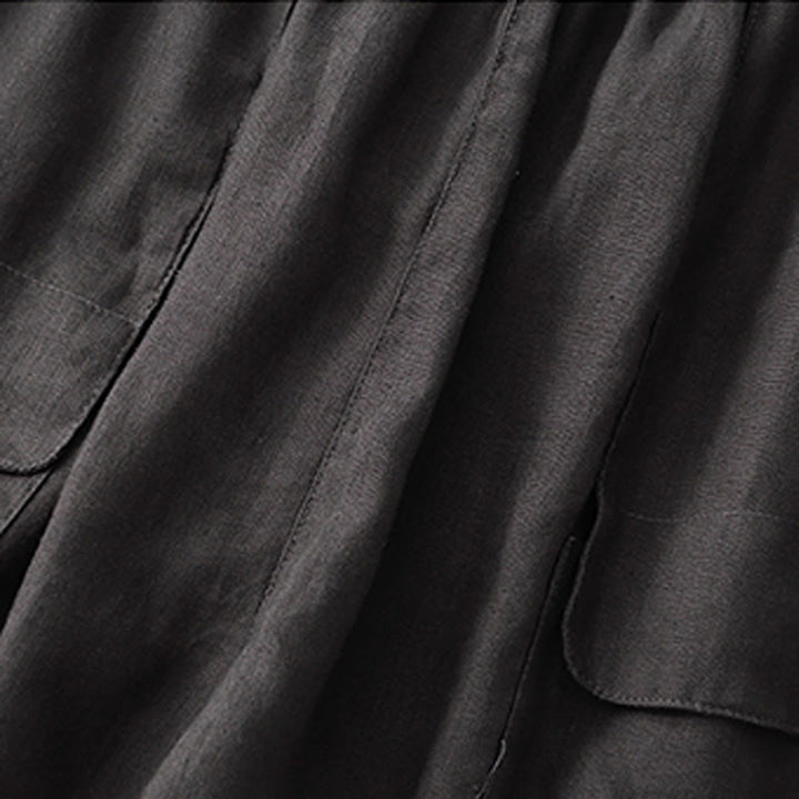 Pantalones cortos rectos elásticos de algodón y lino para mujer, informales, de verano, con bolsillos, de Buddha Stones - image 26