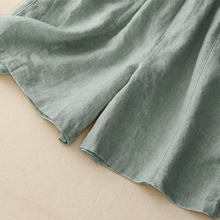 Pantalones cortos de algodón lisos con botones y bolsillos para mujer, estilo casual de verano, con Buddha Stones - image 1