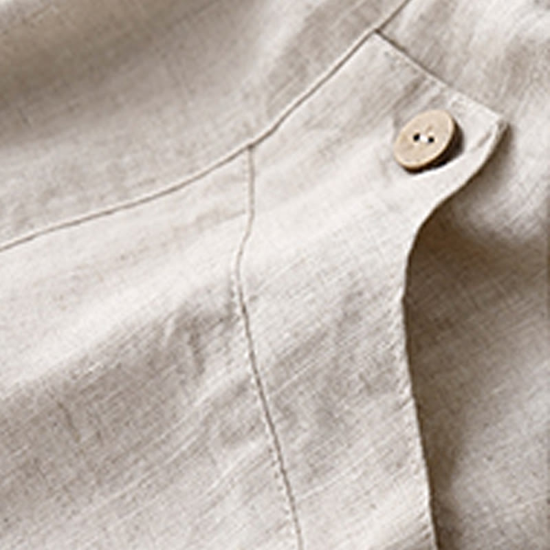 Pantalones cortos de algodón lisos con botones y bolsillos para mujer, estilo casual de verano, con Buddha Stones - image 9