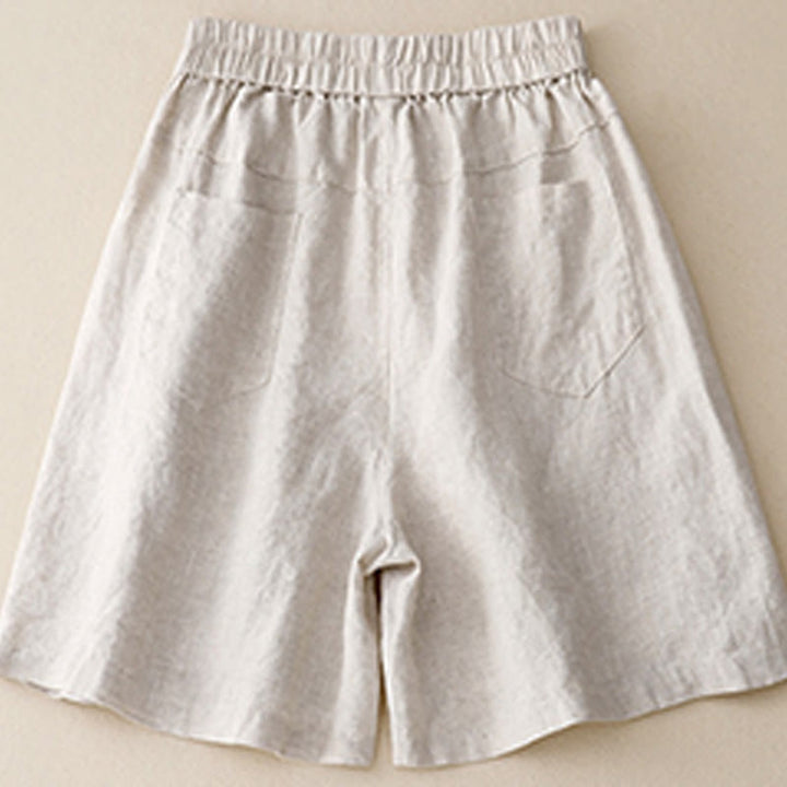 Pantalones cortos de algodón lisos con botones y bolsillos para mujer, estilo casual de verano, con Buddha Stones - image 6