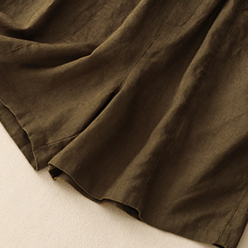 Pantalones cortos de algodón lisos con botones y bolsillos para mujer, estilo casual de verano, con Buddha Stones - image 16