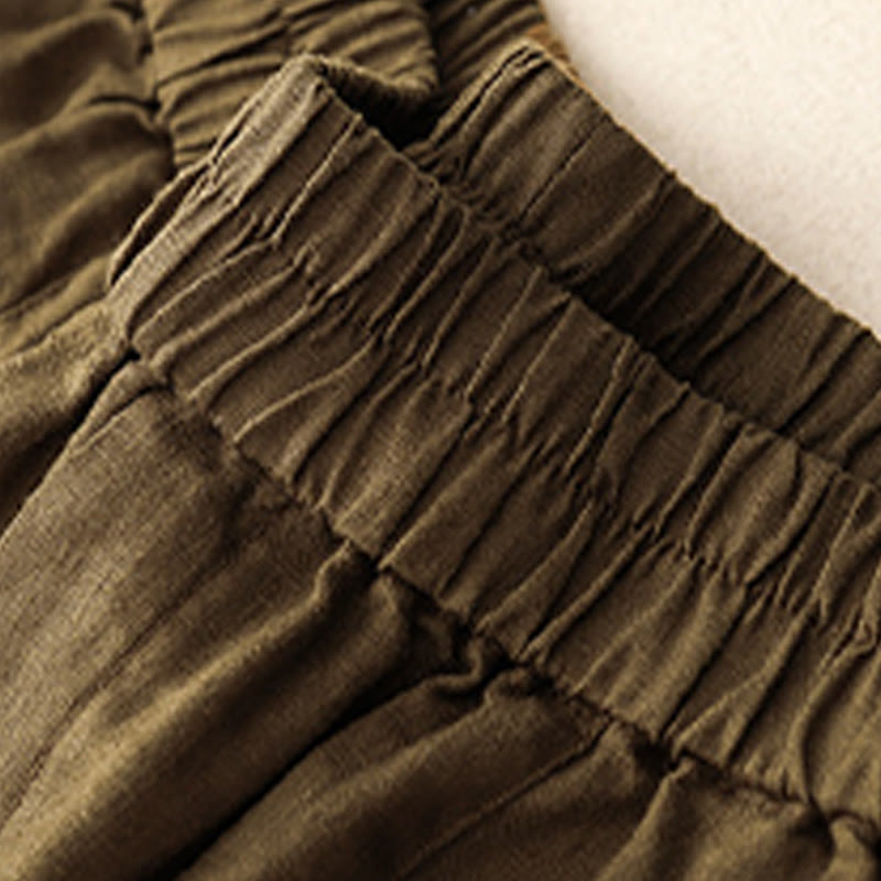 Pantalones cortos de algodón lisos con botones y bolsillos para mujer, estilo casual de verano, con Buddha Stones - image 15