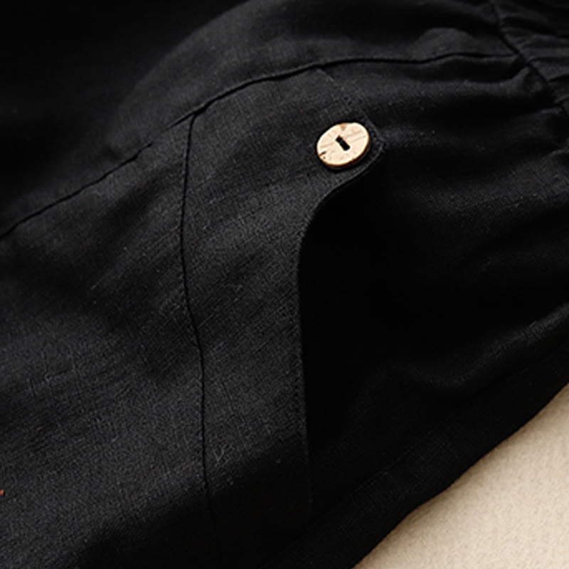 Pantalones cortos de algodón lisos con botones y bolsillos para mujer, estilo casual de verano, con Buddha Stones - image 23