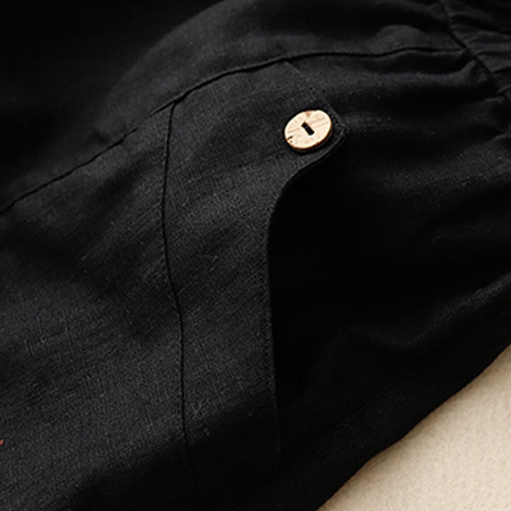 Pantalones cortos de algodón lisos con botones y bolsillos para mujer, estilo casual de verano, con Buddha Stones