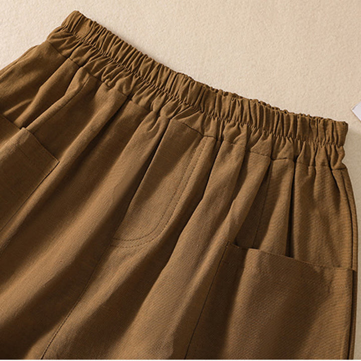 Pantalones cortos de poliéster con cintura elástica y bolsillos para mujer, informales, de verano, con Buddha Stones - image 5