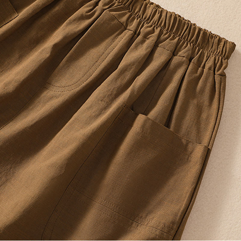 Pantalones cortos de poliéster con cintura elástica y bolsillos para mujer, informales, de verano, con Buddha Stones - image 7