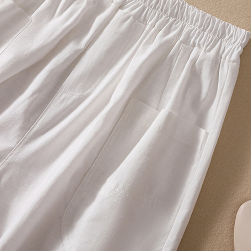 Pantalones cortos de poliéster con cintura elástica y bolsillos para mujer, informales, de verano, con Buddha Stones - image 13