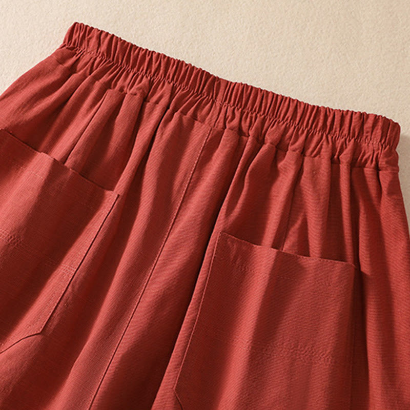 Pantalones cortos de poliéster con cintura elástica y bolsillos para mujer, informales, de verano, con Buddha Stones - image 25