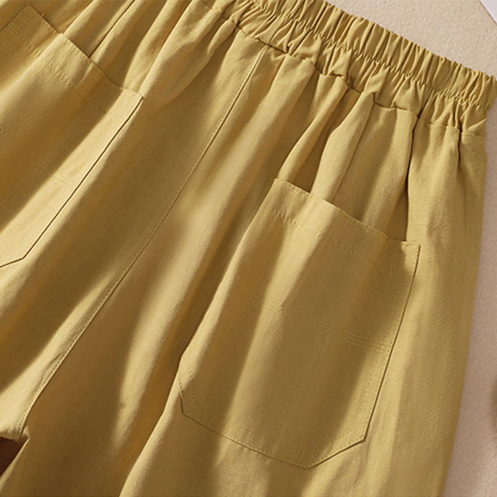 Pantalones cortos de poliéster con cintura elástica y bolsillos para mujer, informales, de verano, con Buddha Stones - image 28