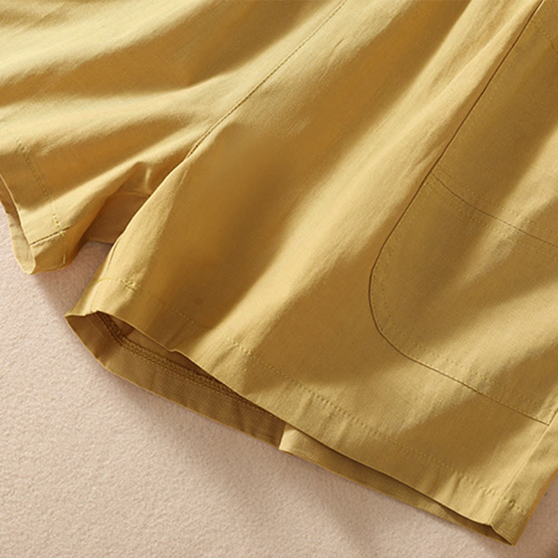 Pantalones cortos de poliéster con cintura elástica y bolsillos para mujer, informales, de verano, con Buddha Stones - image 30