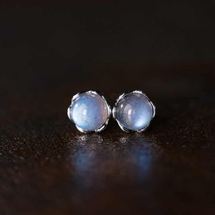 Pendientes de piedra lunar con diseño positivo de Buddha Stones en plata de ley 925 - image 3