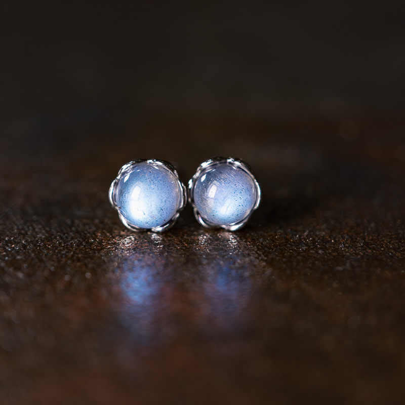 Pendientes de piedra lunar con diseño positivo de Buddha Stones en plata de ley 925 - image 2