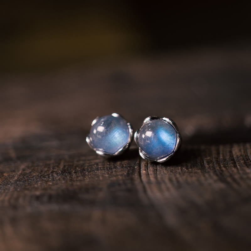 Pendientes de piedra lunar con diseño positivo de Buddha Stones en plata de ley 925 - image 1