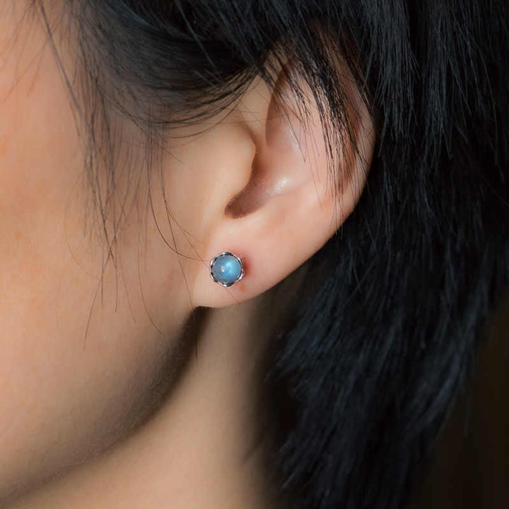 Pendientes de piedra lunar con diseño positivo de Buddha Stones en plata de ley 925 - image 7