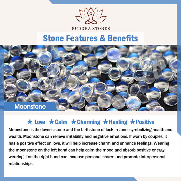 Pendientes de piedra lunar con diseño positivo de Buddha Stones en plata de ley 925
