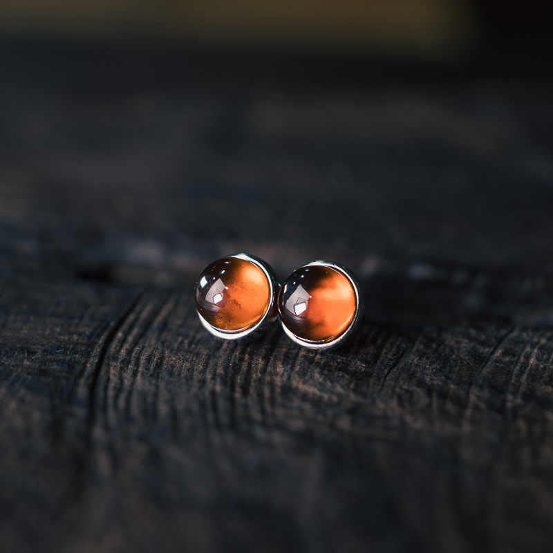 Pendientes de protección con granate y Buddha Stones en plata de ley 925 - image 1