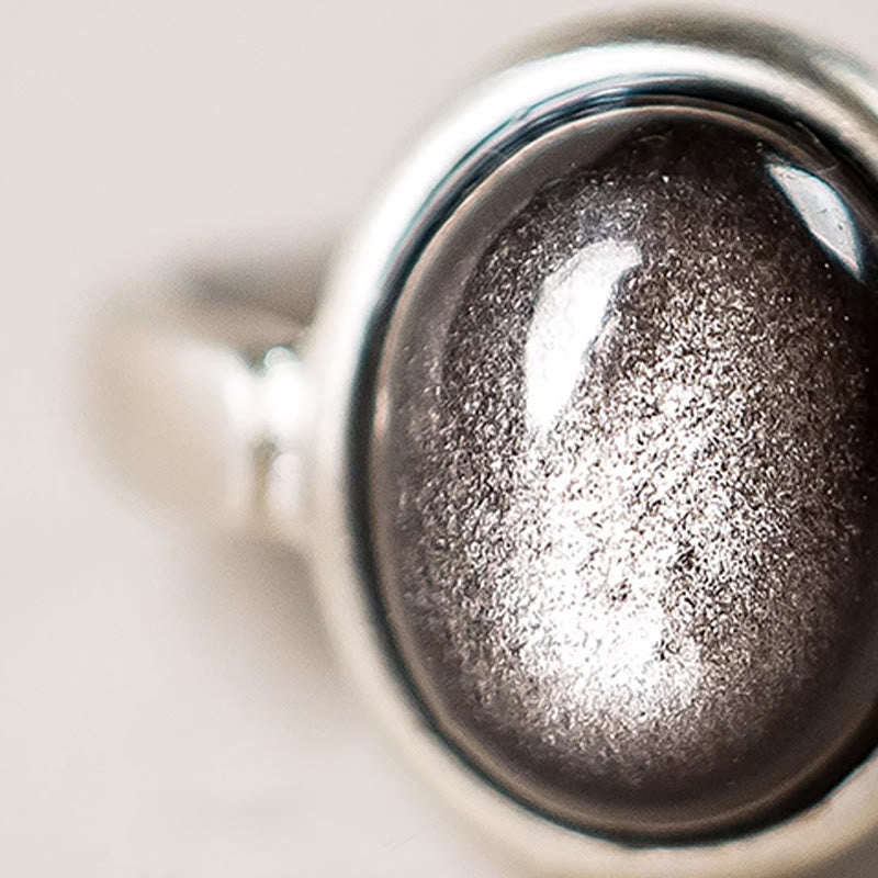 Anillo de protección ajustable con obsidiana y brillo de plata de ley 925 natural de Buddha Stones - image 8