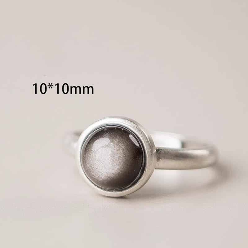 Anillo de protección ajustable con obsidiana y brillo de plata de ley 925 natural de Buddha Stones - image 11