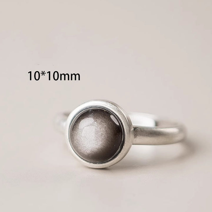 Anillo de protección ajustable con obsidiana y brillo de plata de ley 925 natural de Buddha Stones - image 11