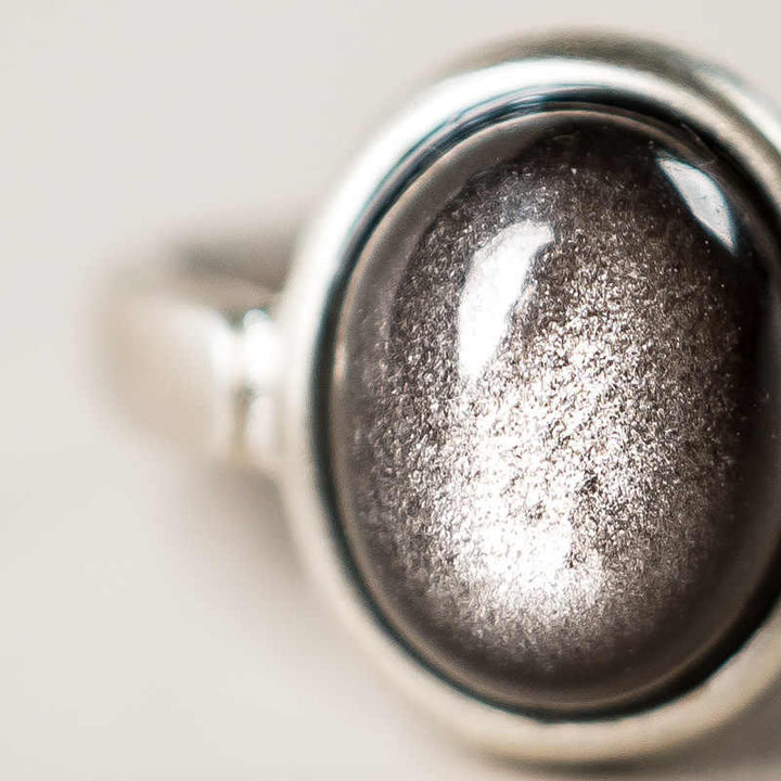 Anillo de protección ajustable con obsidiana y brillo de plata de ley 925 natural de Buddha Stones - image 2