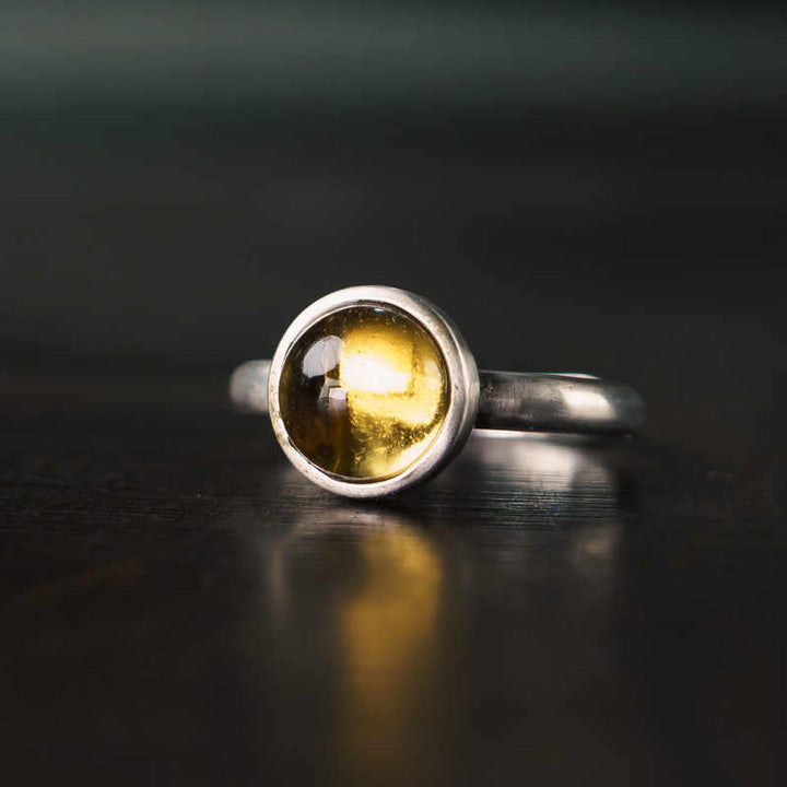 Anillo de protección ajustable con citrino natural de plata de ley 925 de Buddha Stones
