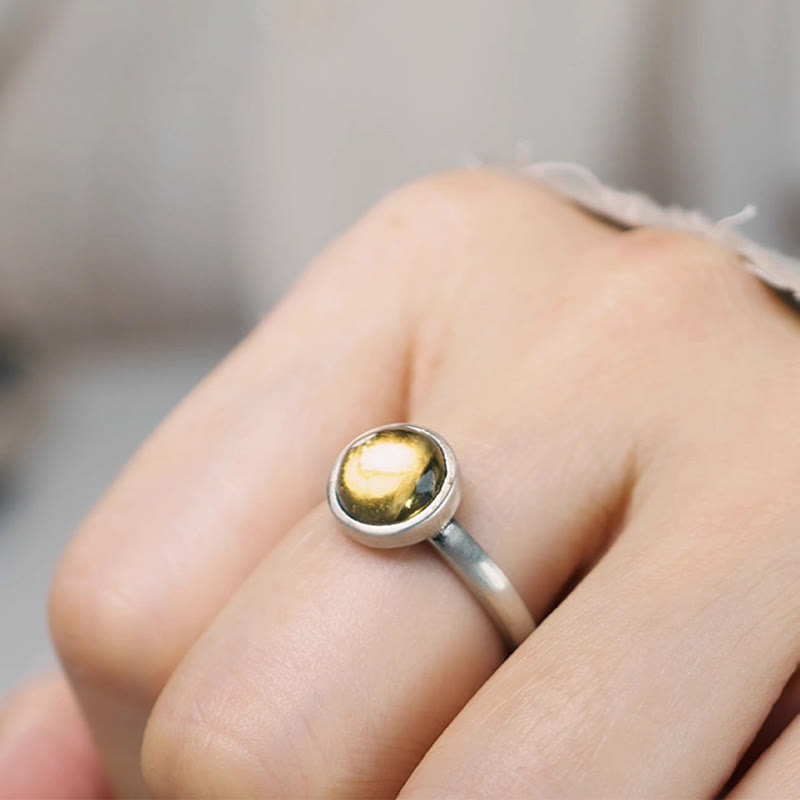 Anillo de protección ajustable con citrino natural de plata de ley 925 de Buddha Stones