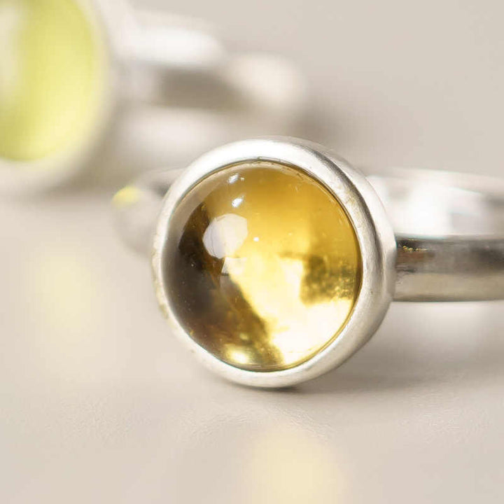 Anillo de protección ajustable con citrino natural de plata de ley 925 de Buddha Stones