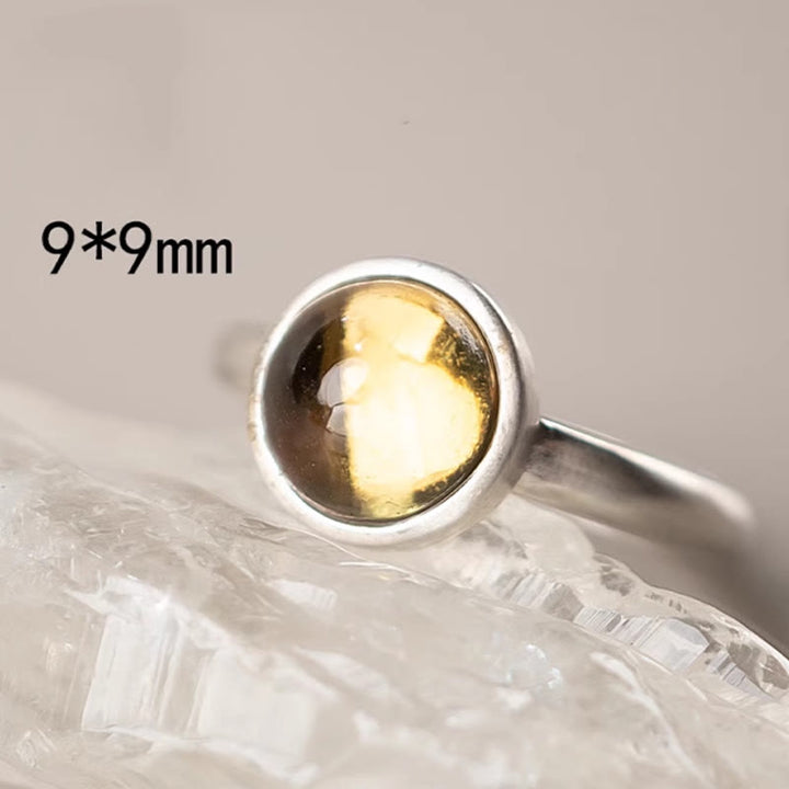Anillo de la felicidad ajustable con citrino y prehnita en plata de ley 925 natural de Buddha Stones