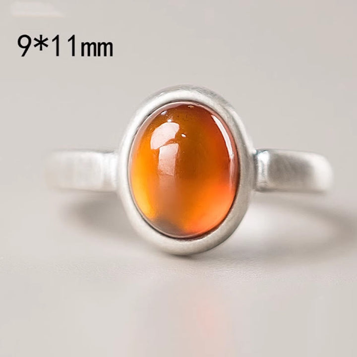 Anillo de calma con granate natural de plata de ley 925 con Buddha Stones y ajustable.