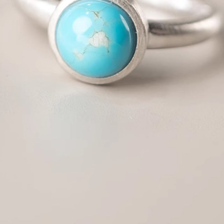Anillo de equilibrio ajustable con turquesa y lazurita de plata de ley 925 natural de Buddha Stones