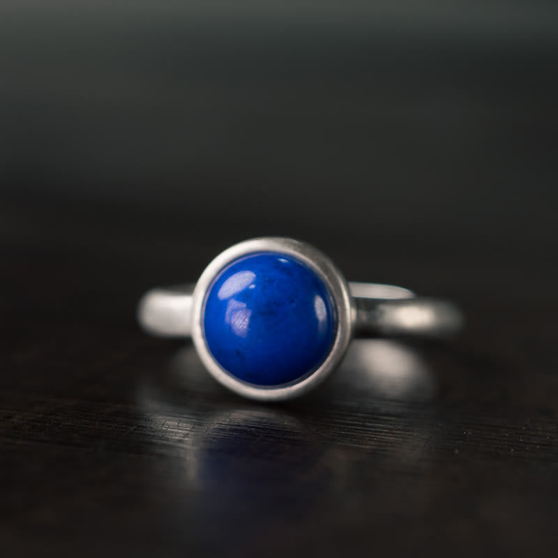 Anillo ajustable de plata de ley 925 con lapislázuli, turquesa y lazurita de Buddha Stones - Estilo A (aproximadamente 9*9 mm) - image 0