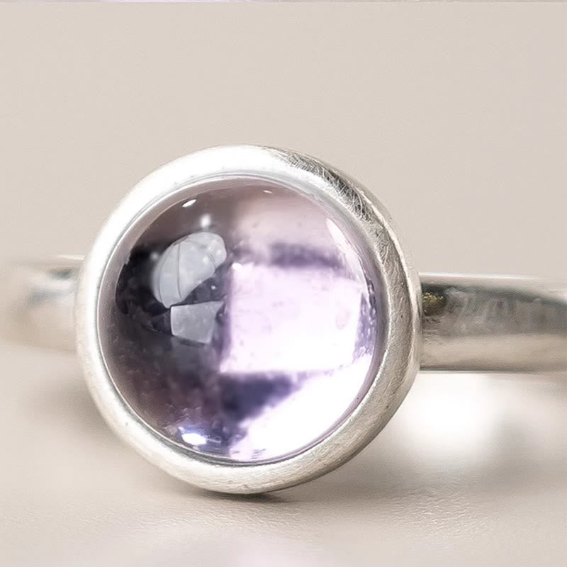 Anillo de equilibrio ajustable de amatista natural de plata de ley 925 de Buddha Stones