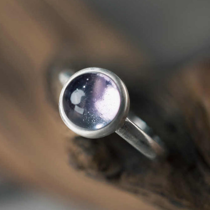 Anillo de equilibrio ajustable de amatista natural de plata de ley 925 de Buddha Stones