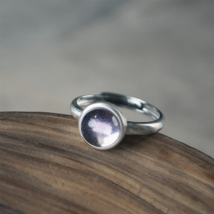 Anillo de equilibrio ajustable de amatista natural de plata de ley 925 de Buddha Stones - image 1