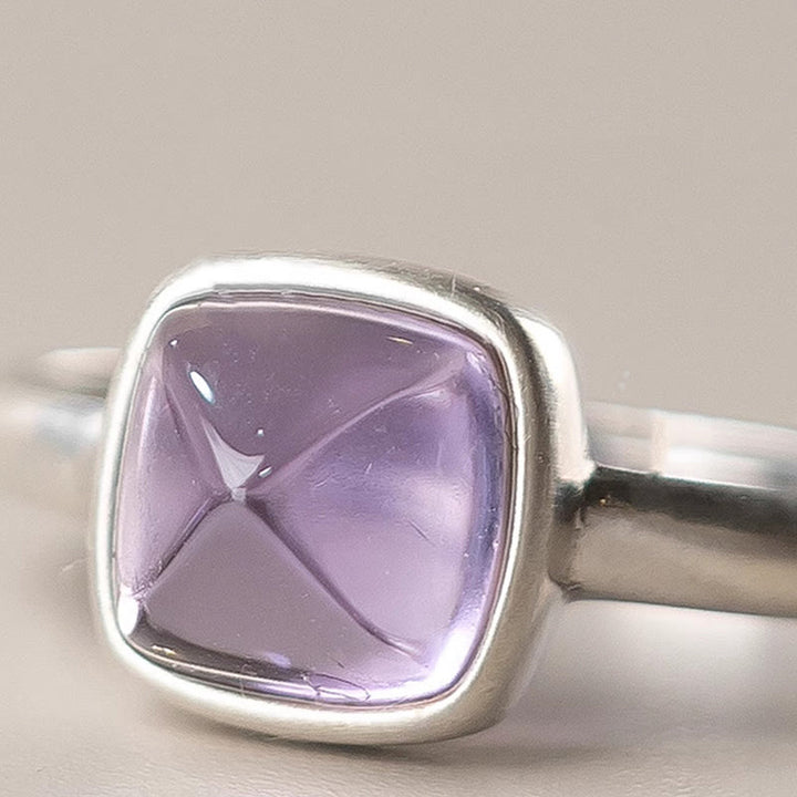 Anillo de equilibrio ajustable de amatista natural de plata de ley 925 de Buddha Stones