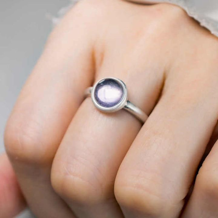 Anillo de equilibrio ajustable de amatista natural de plata de ley 925 de Buddha Stones