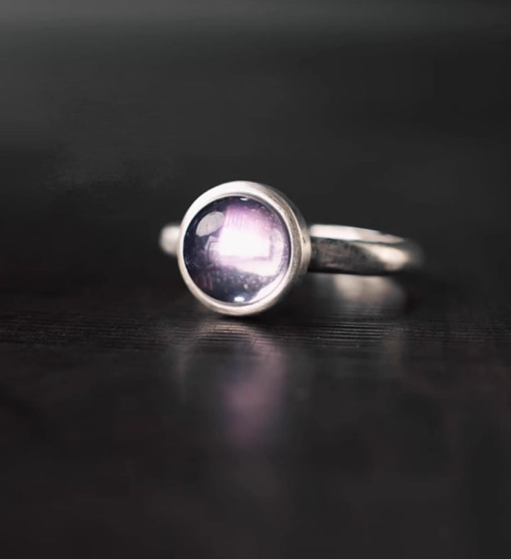 Anillo de equilibrio ajustable de amatista natural de plata de ley 925 de Buddha Stones