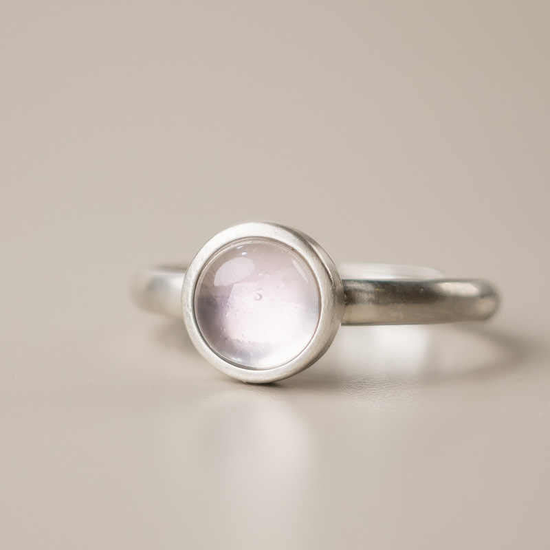 Anillo de Buddha Stones con cristales rosas naturales de plata de ley 925 y calidez ajustable